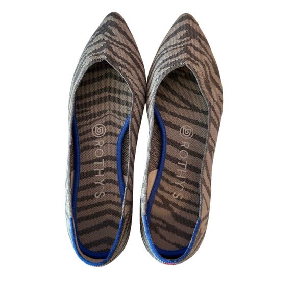 Rothy’s Women’s The Point Gray Zebra Ballet Flats Size 8 Pointed Toe Casual - Picture 1 of 7